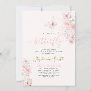 Invitación de un Chica Baby Shower de mariposa peq