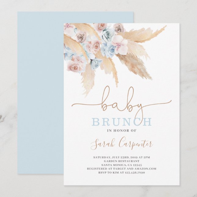 Invitación de un chico de Baby Shower de Pampas Gr (Anverso / Reverso)