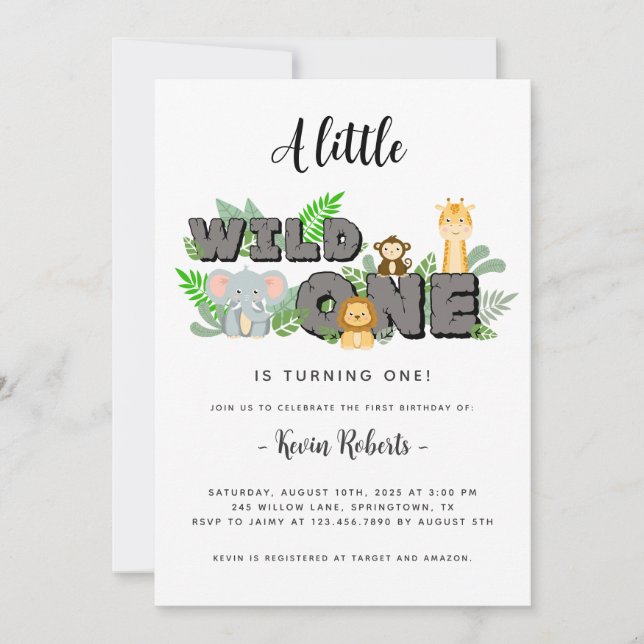 Invitación de un cumpleaños a Safari Wild (Anverso)