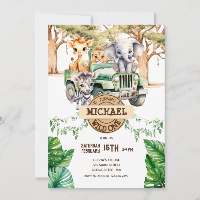 Invitación de un cumpleaños a Safari Wild (Anverso)