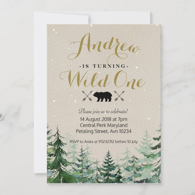 Invitación de un cumpleaños a Winter Wild (Anverso)