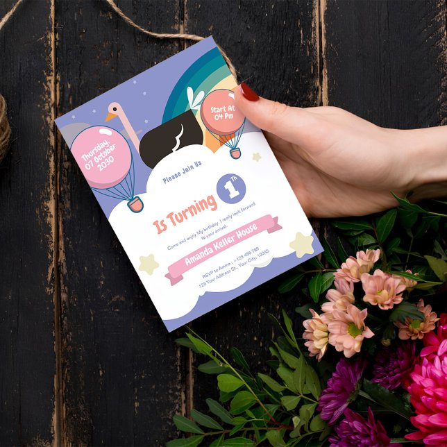 Invitación de un cumpleaños - Arcoiris suave (Subido por el creador)