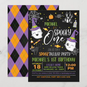 Invitación de un cumpleaños espeluznante - negro