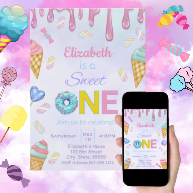 Invitación de un cumpleaños para un Chica dulce (Subido por el creador)