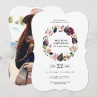 Invitación de un graduado de fotografía floral de 