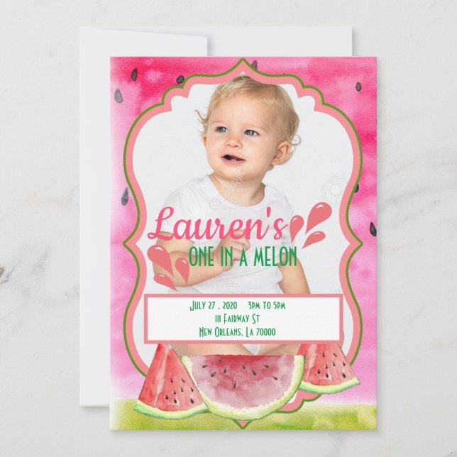 Invitación De Un Melón A Cumpleaños (Anverso)