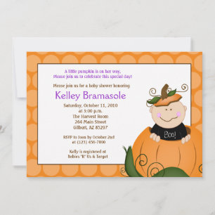 Invitación de un pequeño Chica de calabaza Baby Sh