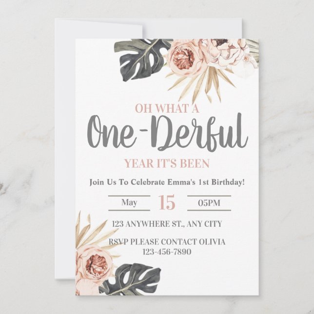 Invitación de un solo cumpleaños (Anverso)