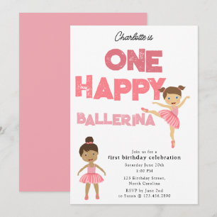 Invitación de una bailarina feliz para el 1er cump