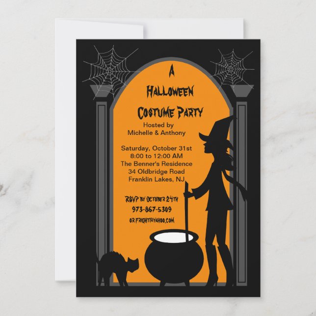 Invitación de una fiesta de vestimenta de brujas (Anverso)