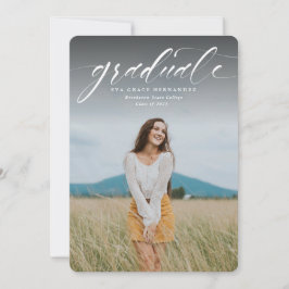 Invitación de una foto de graduado azul de guiones