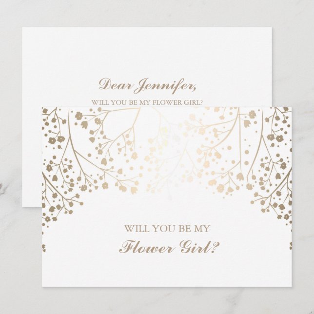 Invitación de una niña Boda de la flor del aliento (Anverso / Reverso)
