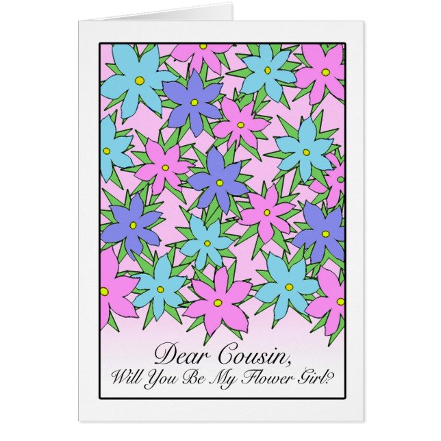 Invitación de una niña de flores para un primo, fl (Frente)