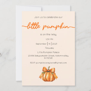 Invitación de una pequeña calabaza en camino, bebé