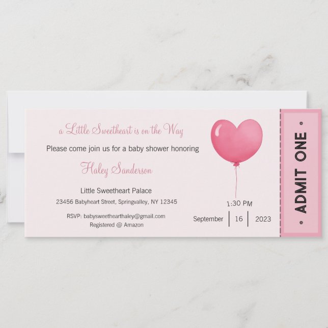 Invitación de una pequeña novia en camino (Anverso)