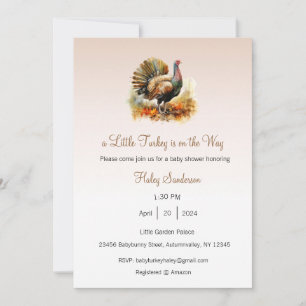 Invitación de una pequeña pavo en camino, gracias