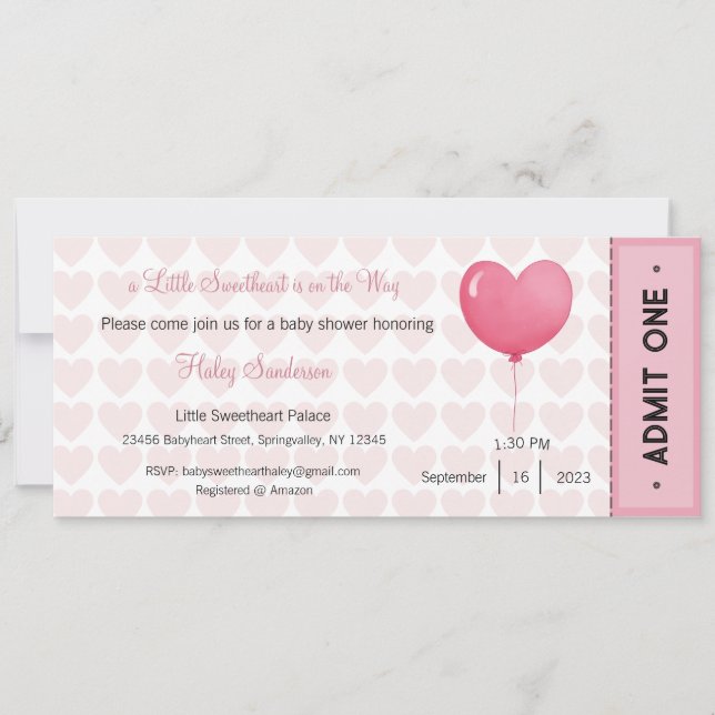 Invitación de una pequeña querida en camino (Anverso)