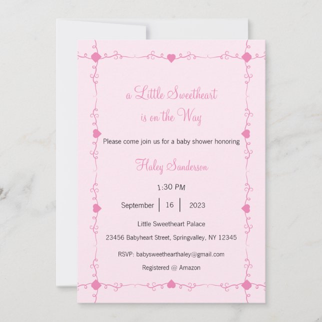 Invitación de una pequeña querida en camino (Anverso)