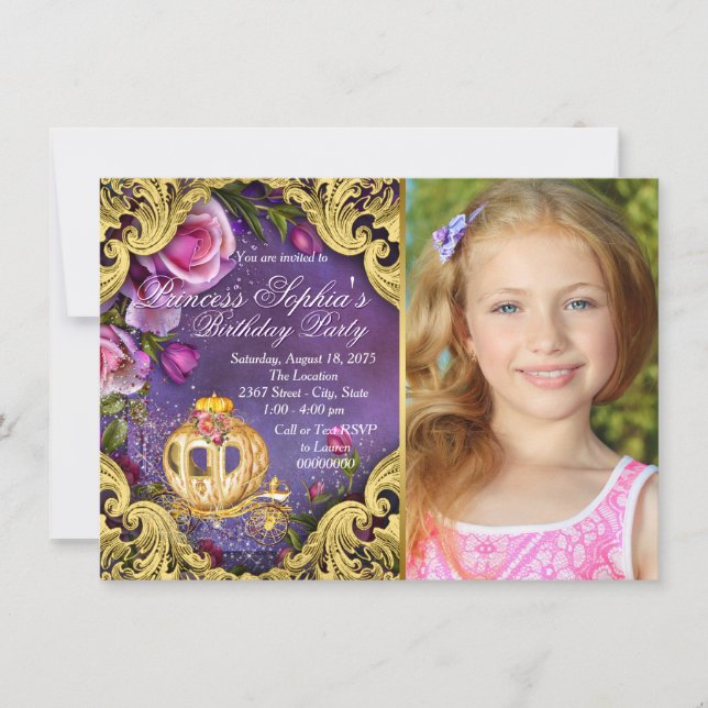 Invitación De Una Vez En Una Fiesta De Cumpleaños De Princesa (Anverso)