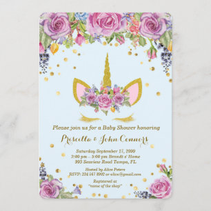 Invitación de Unicorm del muchacho de Baby Shower,