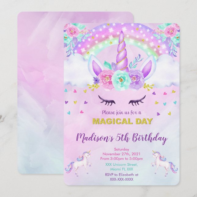 Invitación de Unicornio (Anverso / Reverso)