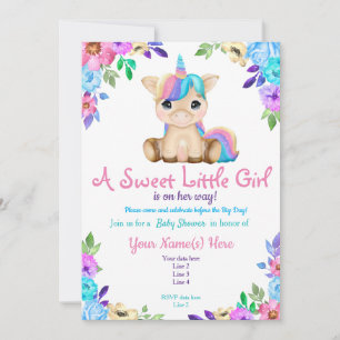 Invitación de unicornio a Baby Shower, invitación