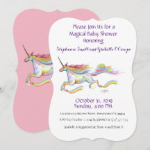 Invitación de unicornio a Baby Shower Personalizad
