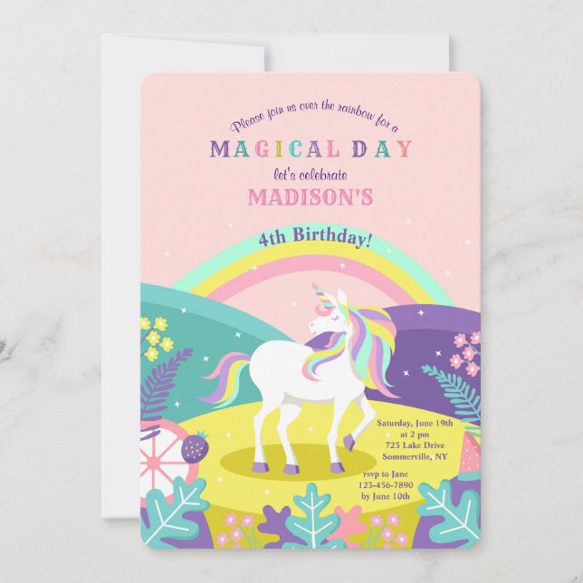 Invitación de Unicornio Bonito (Anverso)