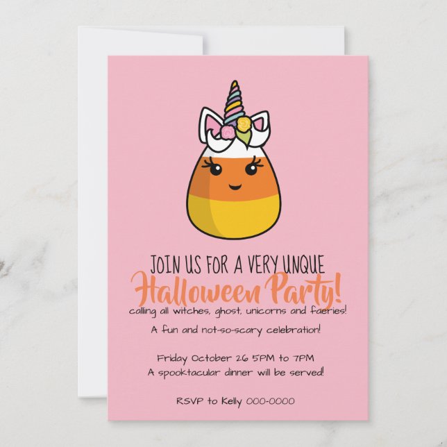 Invitación de Unicornio Caramelo de Maíz ~ el Unic (Anverso)