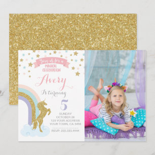 Invitación de unicornio con imagen