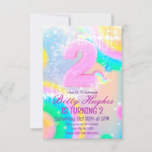 Invitación de Unicornio de 2º cumpleaños