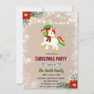invitación de unicornio de Navidad