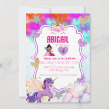Invitación de Unicornio Mágico – Brillo Violeta y