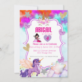 Invitación de Unicornio Mágico – Brillo Violeta y 