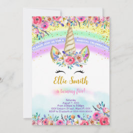 Invitación de Unicornio Mágico Rojo