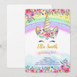 Invitación de Unicornio Mágico Rojo