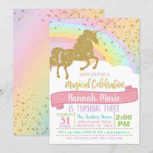 Invitación de Unicornio - Sobre el Arcoíris y Dest