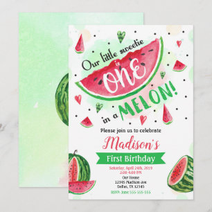 Invitación de uno en melón, sandía primer cumpleañ