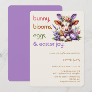 Invitación de vaca conejito de Pascua Fiesta de