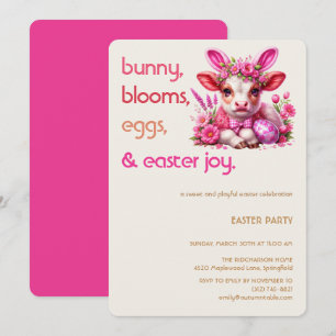 Invitación de vaca conejito de Pascua Fiesta de
