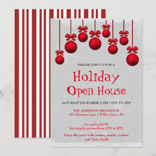 Invitación de vacaciones con adornos de Navidad