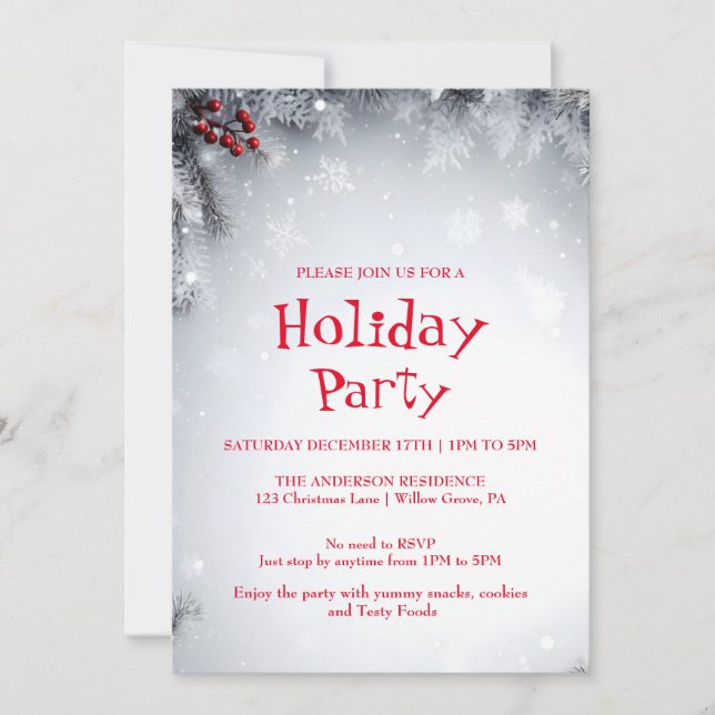 Invitación de vacaciones con adornos de Navidad (Anverso)