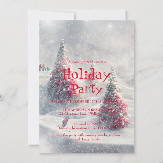 Invitación de vacaciones con adornos de Navidad (Anverso)