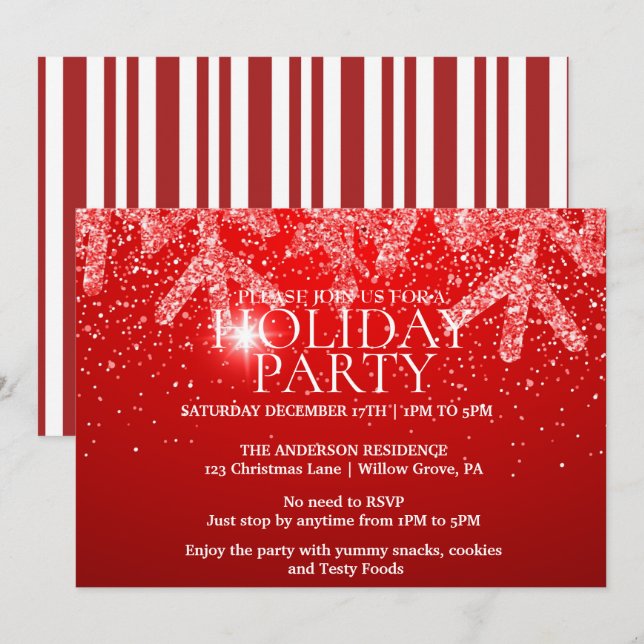 Invitación de vacaciones con adornos de Navidad (Anverso / Reverso)