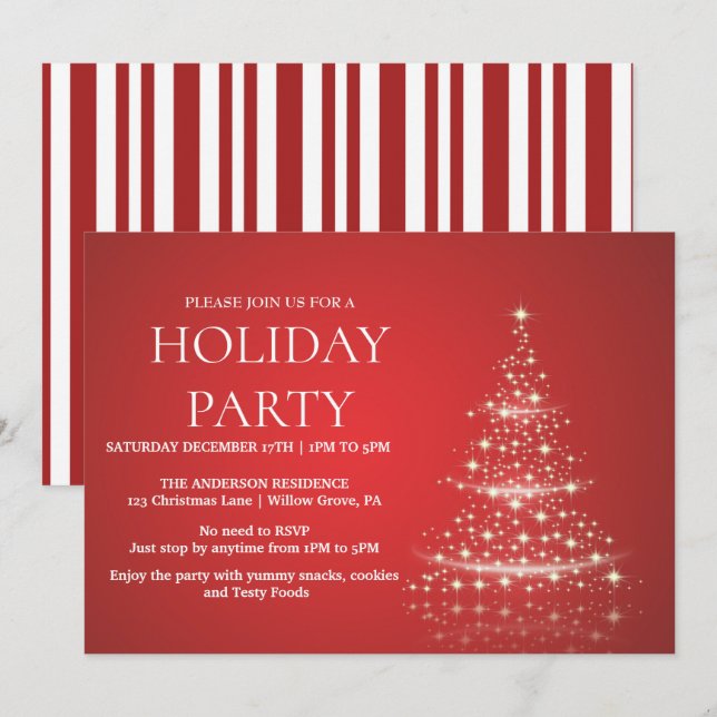 Invitación de vacaciones con adornos de Navidad (Anverso / Reverso)