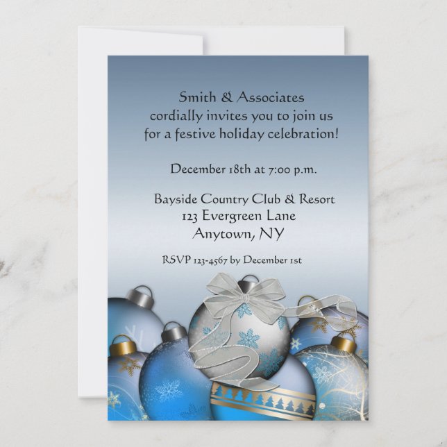 Invitación de vacaciones con los adornos de plata  (Anverso)