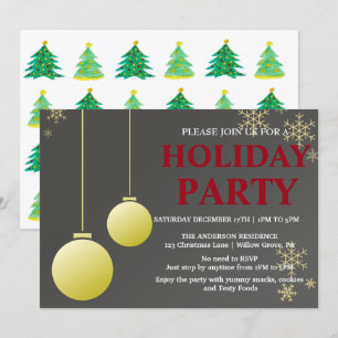 Invitación de vacaciones con ornamentos de Navidad