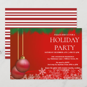 Invitación de vacaciones con ornamentos de Navidad