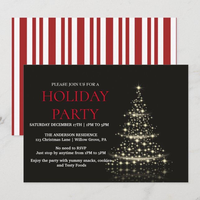 Invitación de vacaciones con ornamentos de Navidad (Anverso / Reverso)