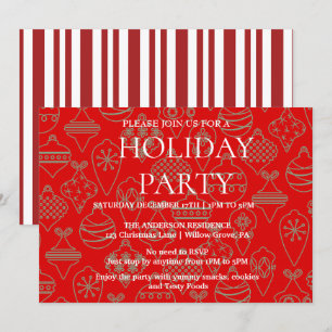 Invitación de vacaciones con ornamentos de Navidad